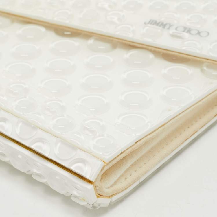 Pre Owned Jimmy Choo White Bubble Wrap Acrylic Candy Chain Clutch