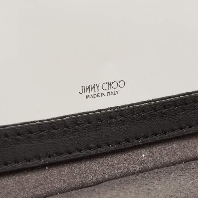 Pre Owned Jimmy Choo Black Monogram Leather Make Up Vanity Bag