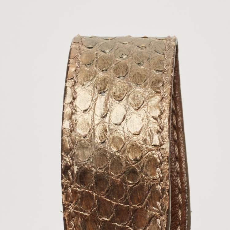 مملوكة مسبقًا Jimmy Choo Gold/Grey Python Leather Mave Foldover Clutch