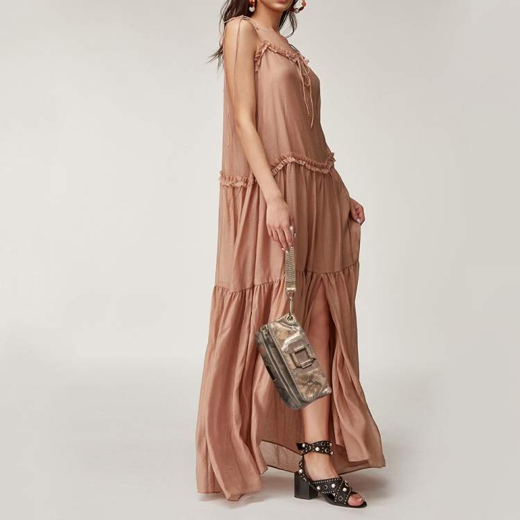 مملوكة مسبقًا Jimmy Choo Gold/Grey Python Leather Mave Foldover Clutch