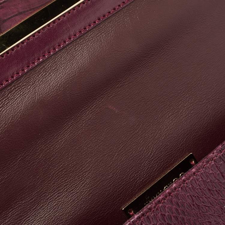 Pre Owned Jimmy Choo Purple Watersnake Leather Alara Wristlet Clutch