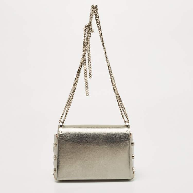 Pre Owned Jimmy Choo Silver Leather Lockett City Shoulder Bag