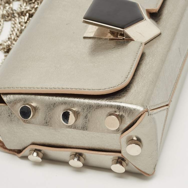 Pre Owned Jimmy Choo Silver Leather Lockett City Shoulder Bag
