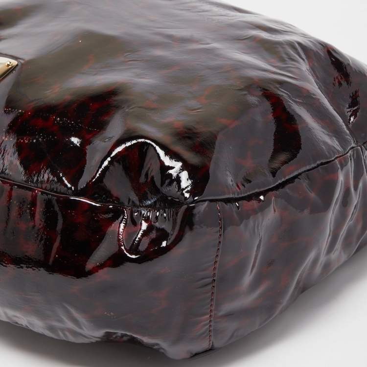 Pre Owned Jimmy Choo Black/Red Leopard Print Patent Leather Large Sky Bangle Hobo