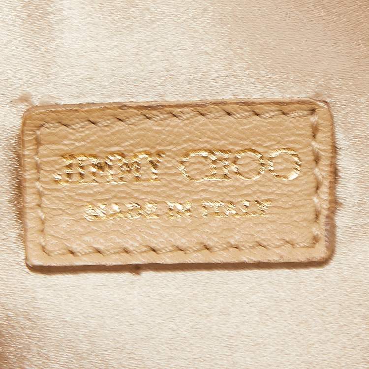 Pre Owned Jimmy Choo Beige Shimmering Suede Chandra Clutch