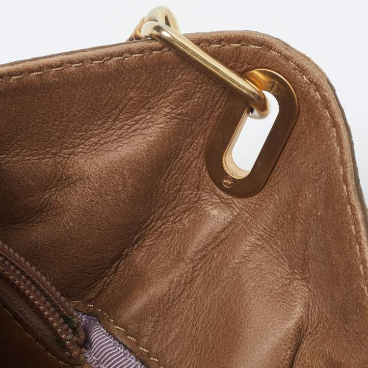 Pre Owned Jimmy Choo Gold/Brown Python Tulita Hobo