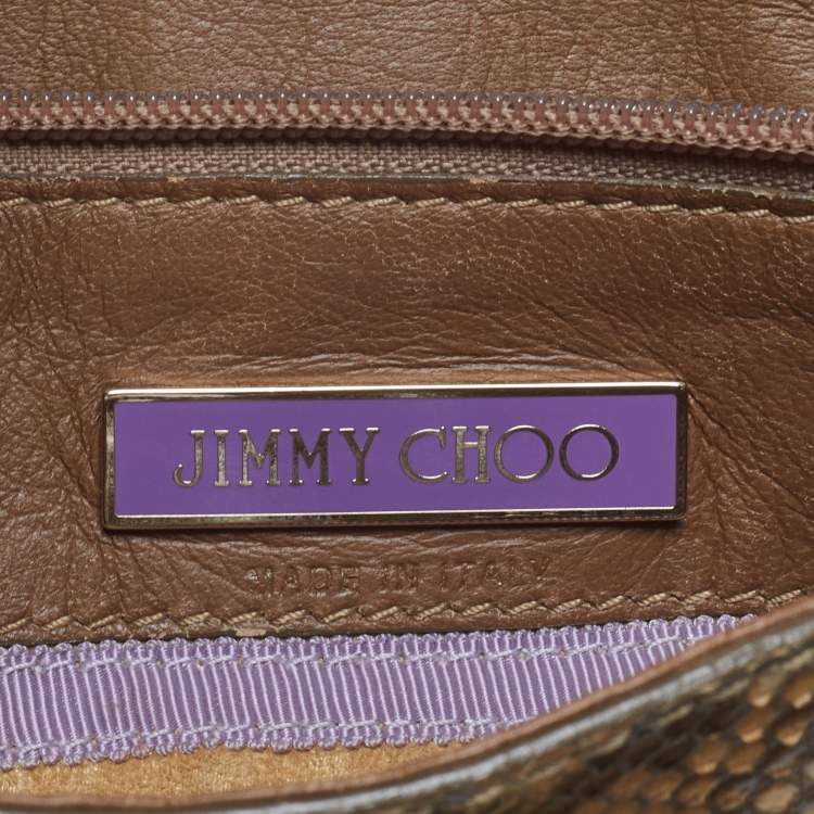 Pre Owned Jimmy Choo Gold/Brown Python Tulita Hobo