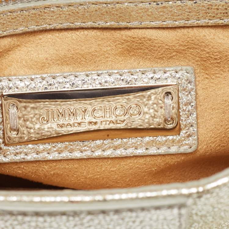 Pre Owned Jimmy Choo Metallic Silver Leather Rebel Clutch