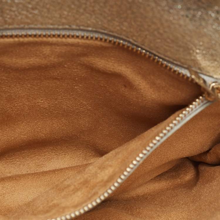 Pre Owned Jimmy Choo Metallic Silver Leather Rebel Clutch