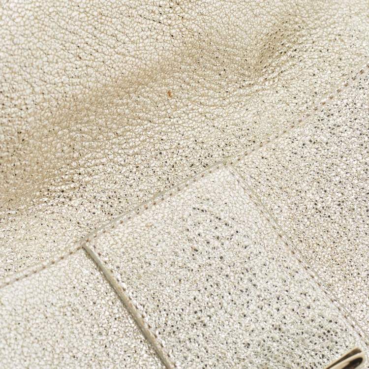 Pre Owned Jimmy Choo Metallic Silver Leather Rebel Clutch