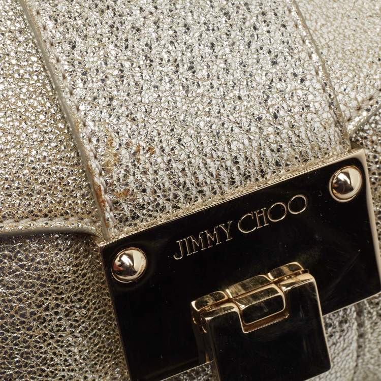Pre Owned Jimmy Choo Metallic Silver Leather Rebel Clutch