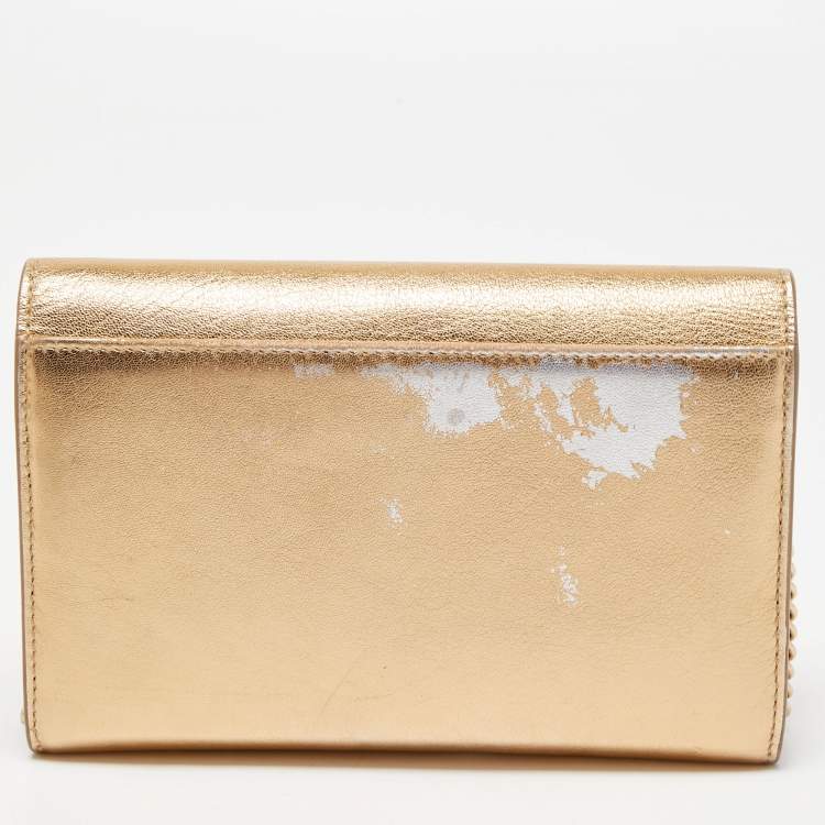 Pre Owned Jimmy Choo Gold Leather Sonia Crossbody Bag 