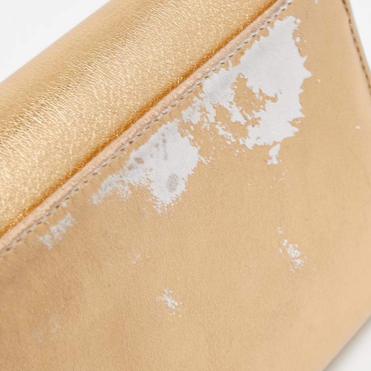 Pre Owned Jimmy Choo Gold Leather Sonia Crossbody Bag 