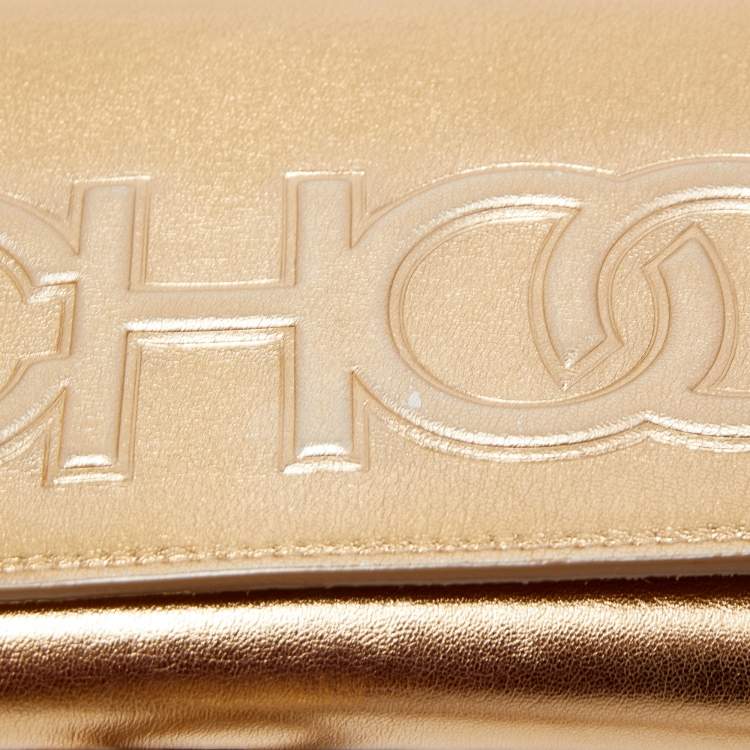 Pre Owned Jimmy Choo Gold Leather Sonia Crossbody Bag 