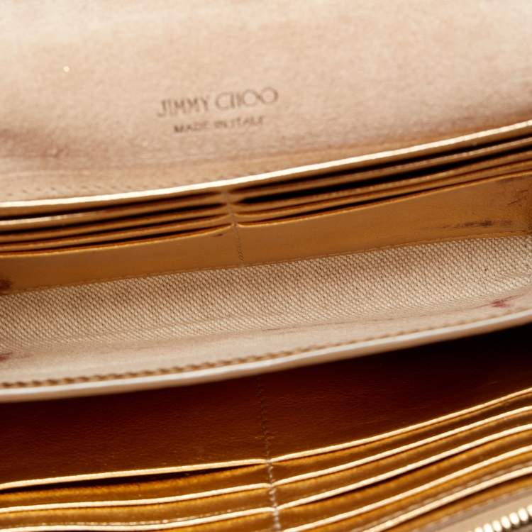 Pre Owned Jimmy Choo Gold Leather Sonia Crossbody Bag 