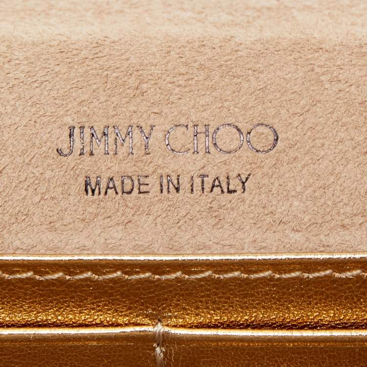 Pre Owned Jimmy Choo Gold Leather Sonia Crossbody Bag 