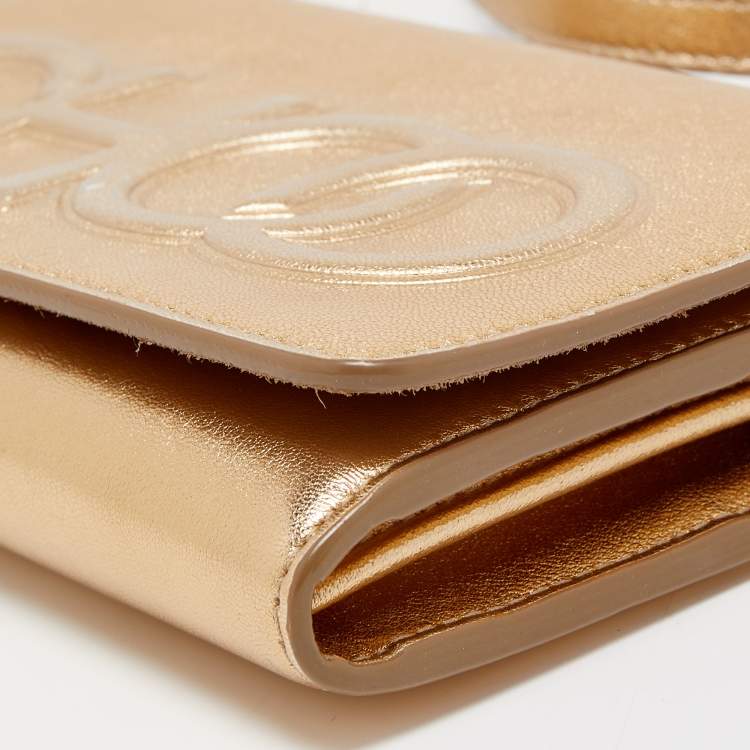 Pre Owned Jimmy Choo Gold Leather Sonia Crossbody Bag 