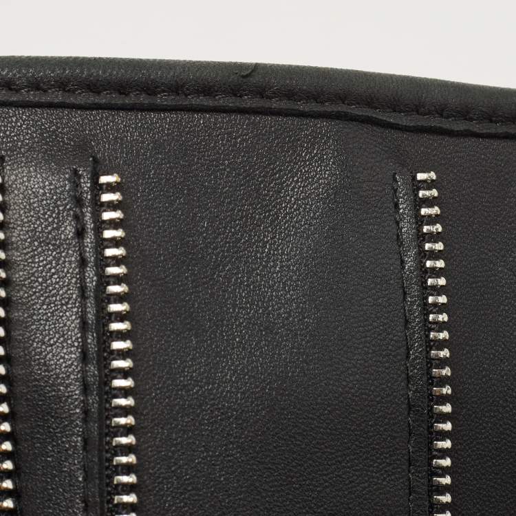 Pre Owned Jimmy Choo Black Leather Zip Details Tote