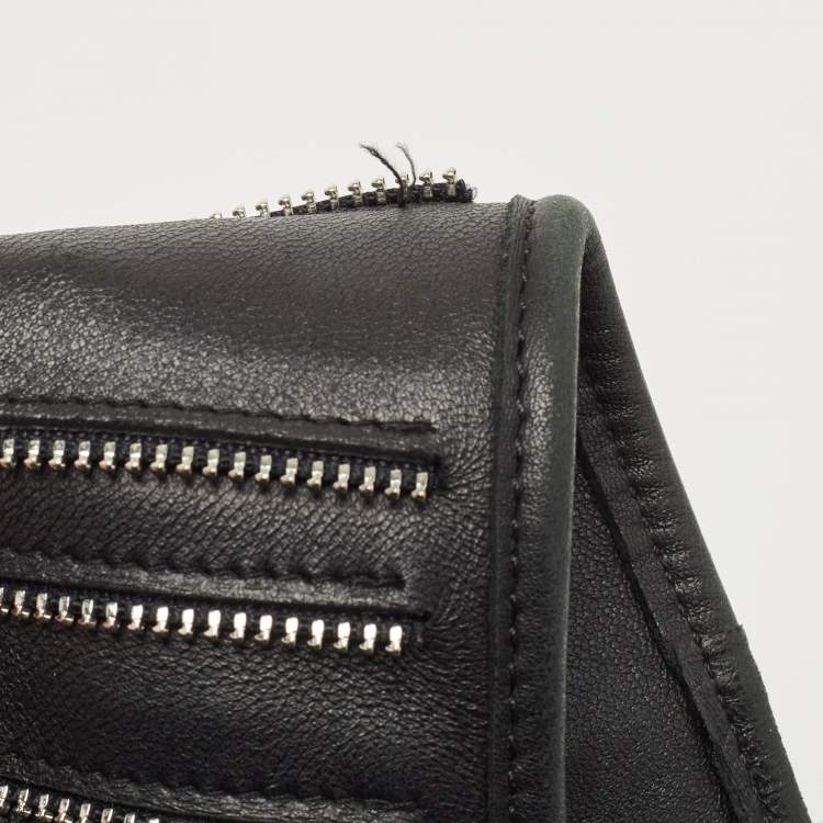 Pre Owned Jimmy Choo Black Leather Zip Details Tote