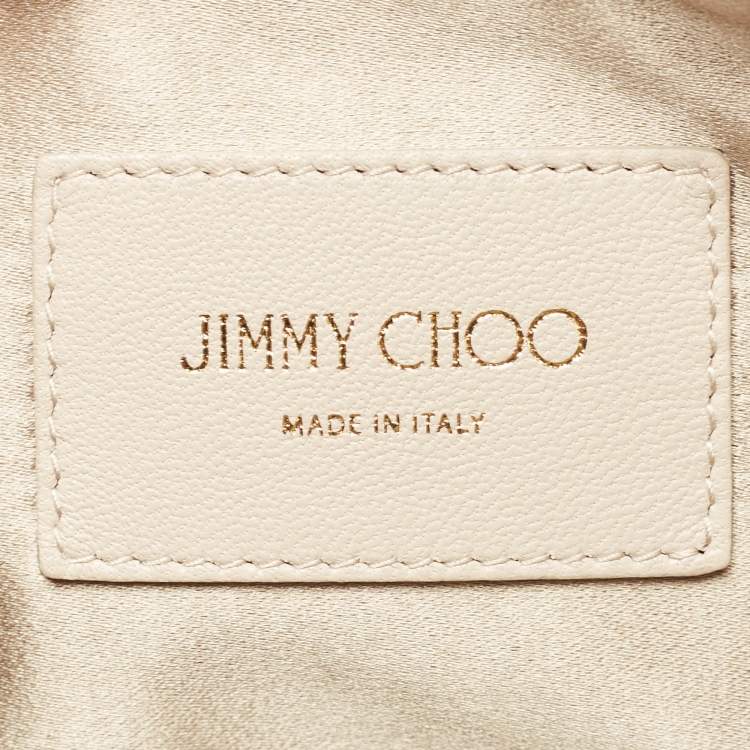 Pre Owned Jimmy Choo Gold Woven Patent and Leather Callie Tassel Clutch