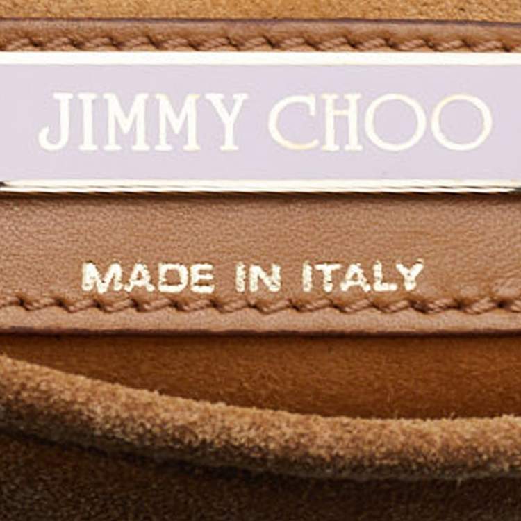 Pre Owned Jimmy Choo Brown Suede and Watersnake Leather Fringe Tita Convertible Clutch 