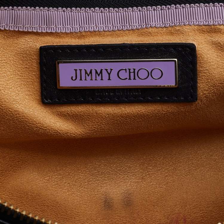 مملوكة مسبقًا Jimmy Choo Black/Gold Leather Troy Chain Clutch