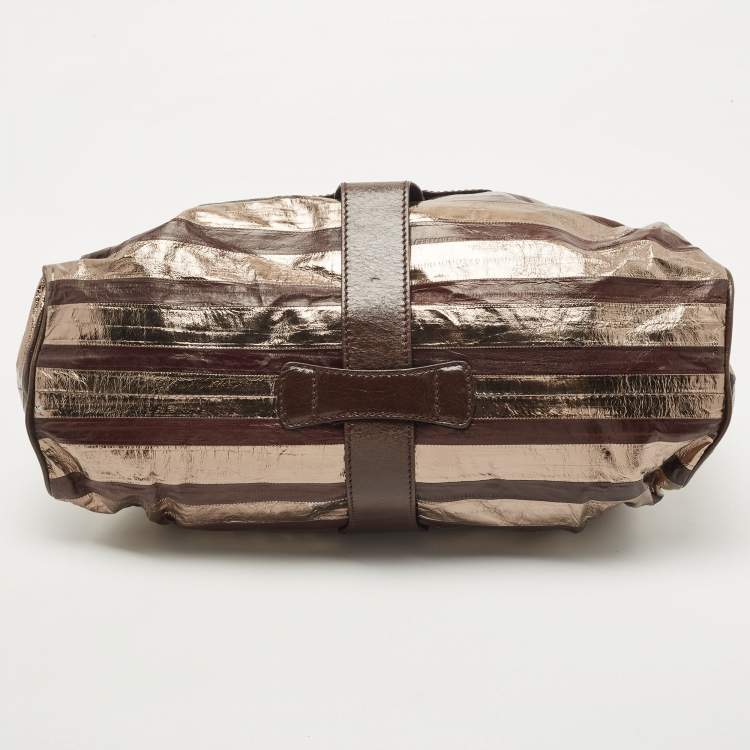 Pre Owned Jimmy Choo Dark Brown/Gold Eel Leather Ramona Hobo