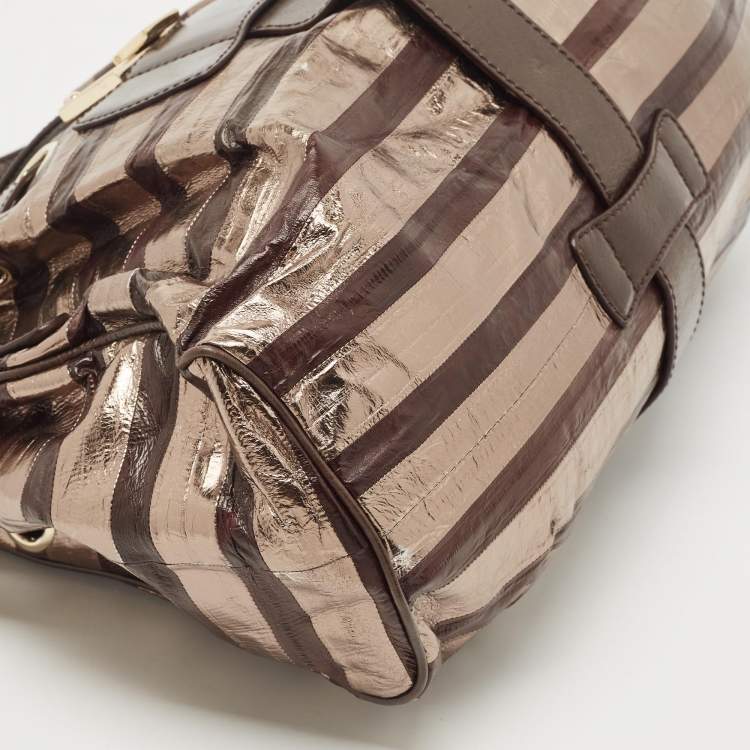 Pre Owned Jimmy Choo Dark Brown/Gold Eel Leather Ramona Hobo
