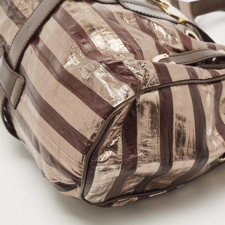 Pre Owned Jimmy Choo Dark Brown/Gold Eel Leather Ramona Hobo