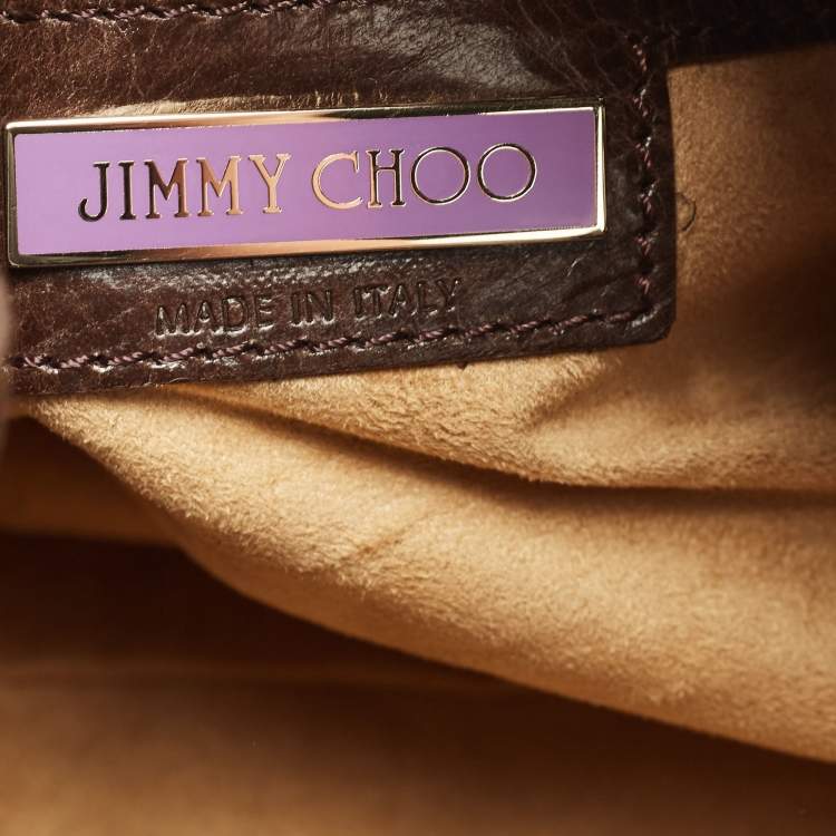 Pre Owned Jimmy Choo Dark Brown/Gold Eel Leather Ramona Hobo