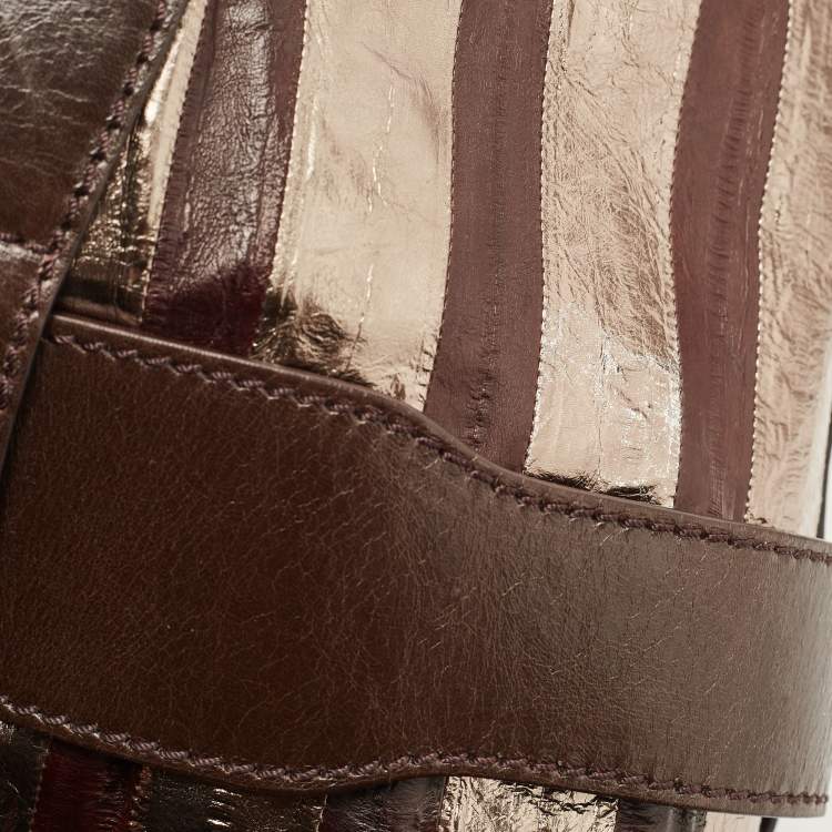 Pre Owned Jimmy Choo Dark Brown/Gold Eel Leather Ramona Hobo