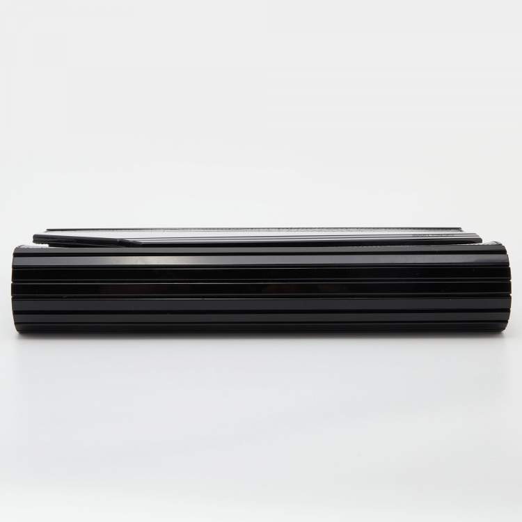 مملوكة مسبقًا Jimmy Choo Black Croc Embossed Leather and Acrylic Candy Chain Clutch