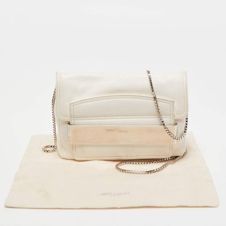 Pre Owned Jimmy Choo White Leather Carolina Crossbody Bag