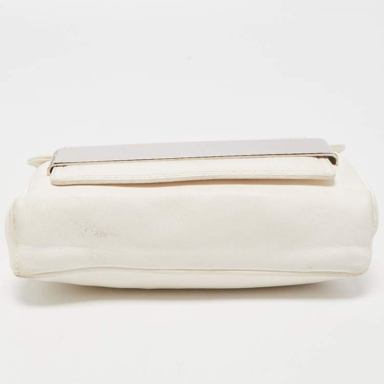 Pre Owned Jimmy Choo White Leather Carolina Crossbody Bag