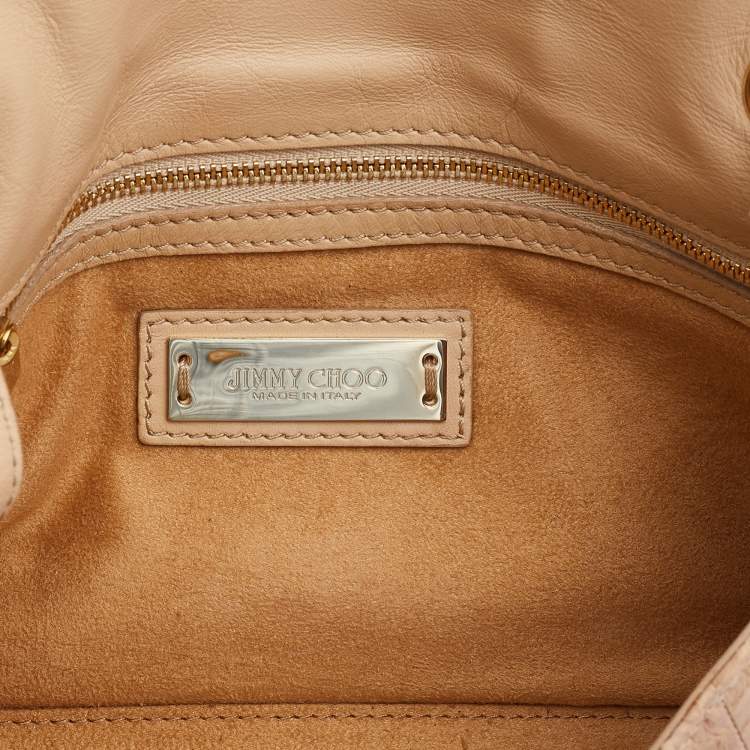 Pre Owned Jimmy Choo Beige Watersnake Leaather Rebel Shoulder Bag