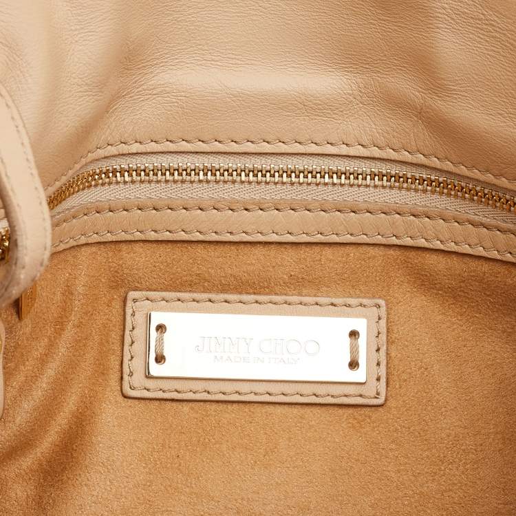 Pre Owned Jimmy Choo Beige Watersnake Leaather Rebel Shoulder Bag