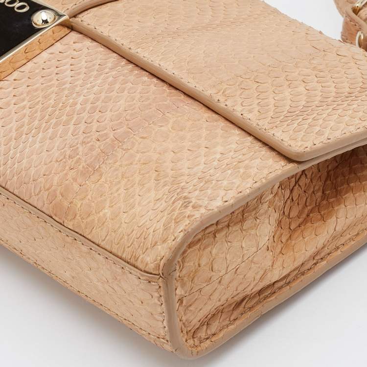 Pre Owned Jimmy Choo Beige Watersnake Leaather Rebel Shoulder Bag