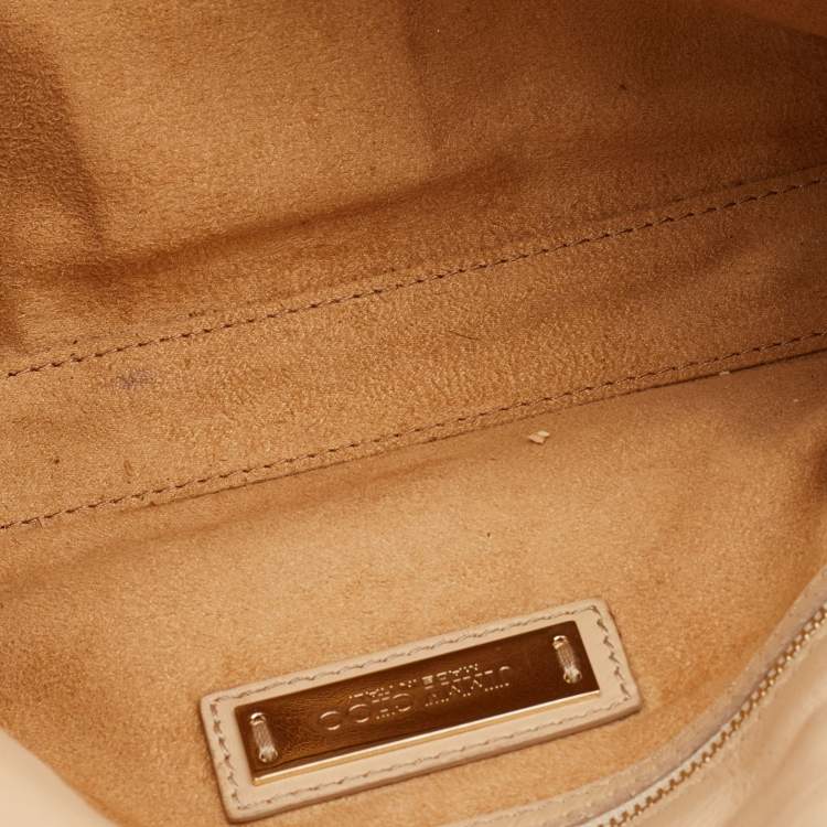 Pre Owned Jimmy Choo Beige Watersnake Leaather Rebel Shoulder Bag