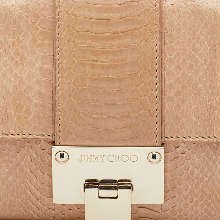 Pre Owned Jimmy Choo Beige Watersnake Leaather Rebel Shoulder Bag