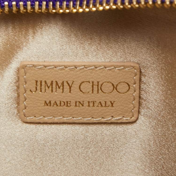 Pre Owned Jimmy Choo Purple Shimmer Perforated  Suede Chandra Chain Clutch