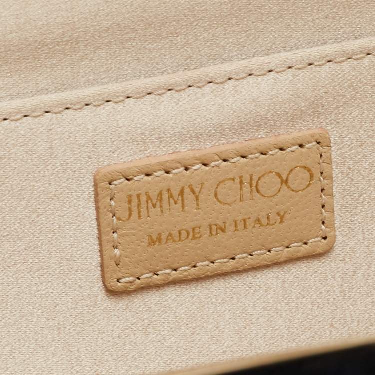 Pre Owned Jimmy Choo Yellow Patent Leather and Suede Metal Frame Clutch