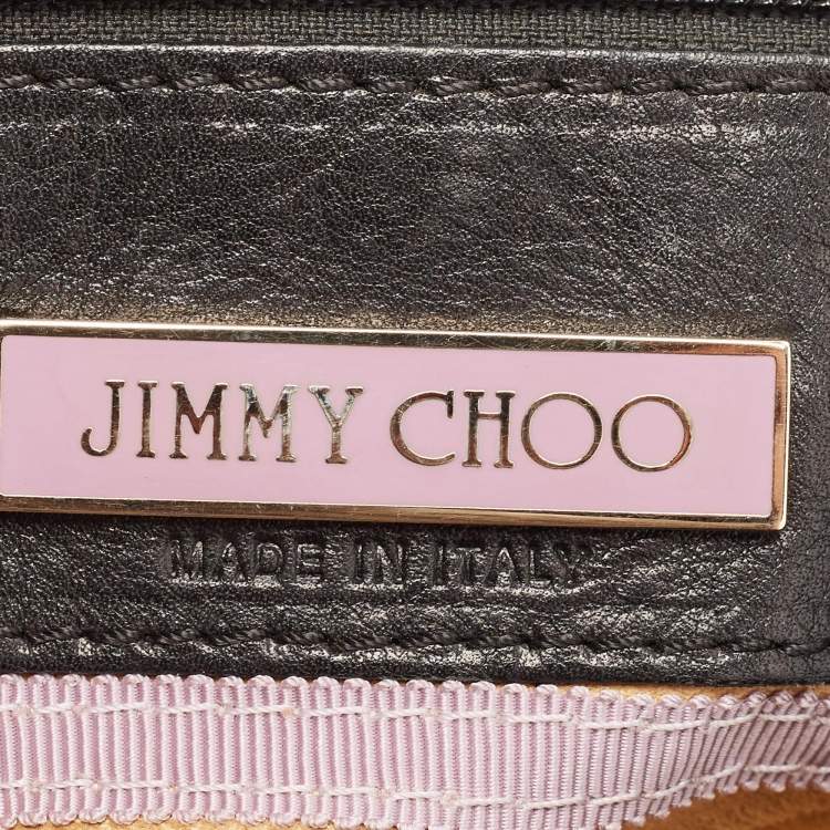 Pre Owned Jimmy Choo Black/Beige Leopard Print Calfhair and Leather Tulita Hobo