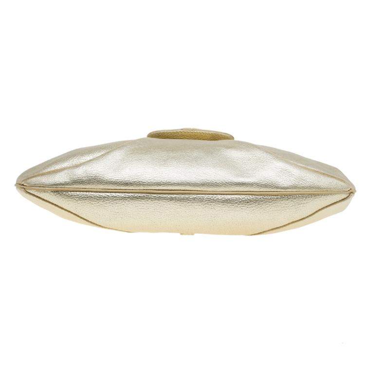 Pre Owned Jimmy Choo Gold Leather Tulita Hobo