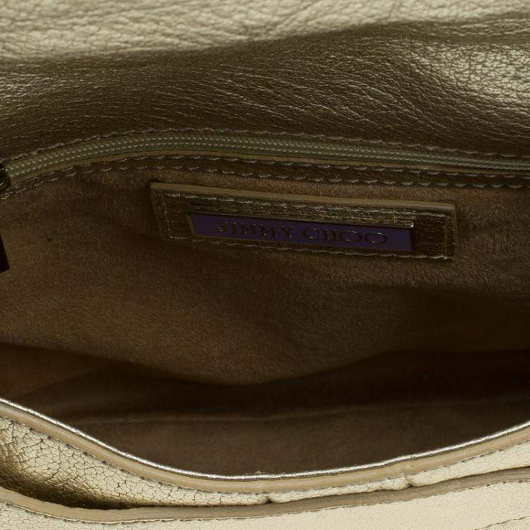 Pre Owned Jimmy Choo Gold Leather Tulita Hobo