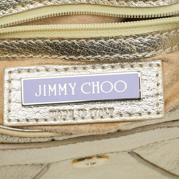 Pre Owned Jimmy Choo Gold Leather Tulita Hobo
