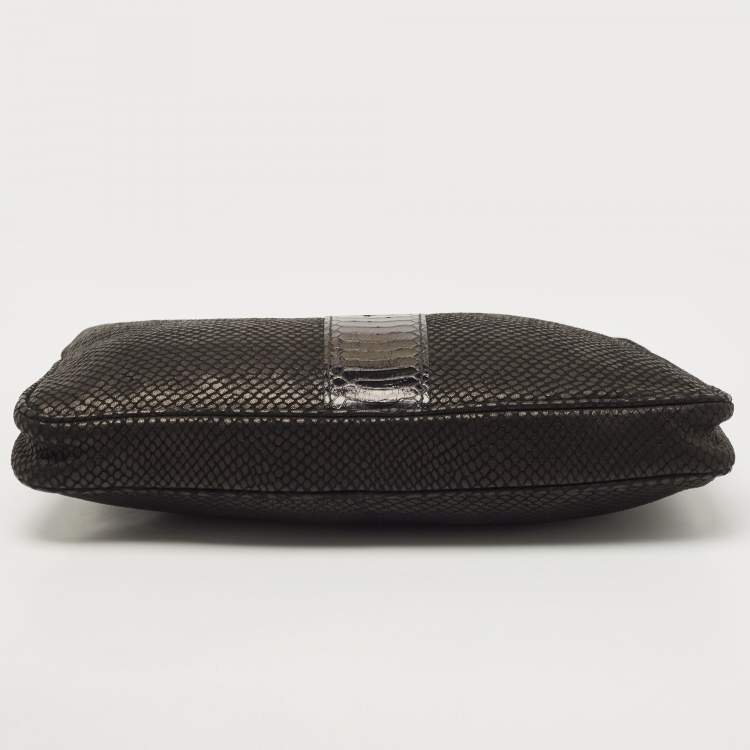 مملوكة مسبقًا Jimmy Choo Python Embossed Suede Zulu Clutch