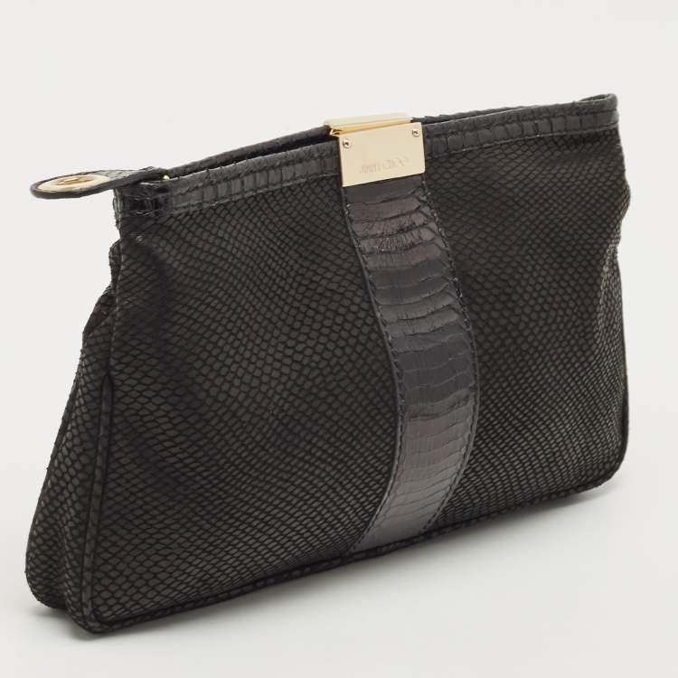 مملوكة مسبقًا Jimmy Choo Python Embossed Suede Zulu Clutch
