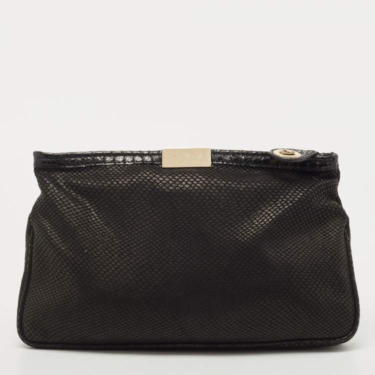 مملوكة مسبقًا Jimmy Choo Python Embossed Suede Zulu Clutch