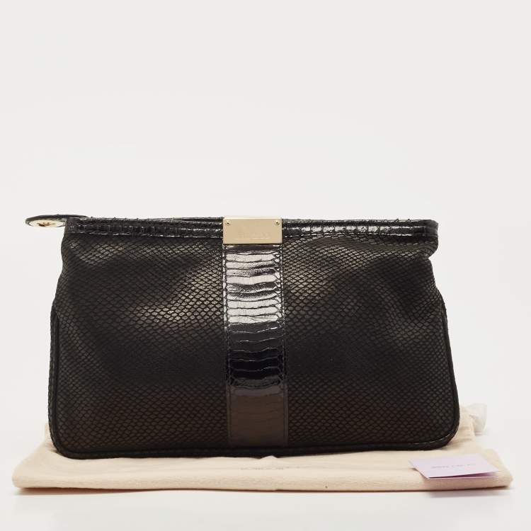 مملوكة مسبقًا Jimmy Choo Python Embossed Suede Zulu Clutch