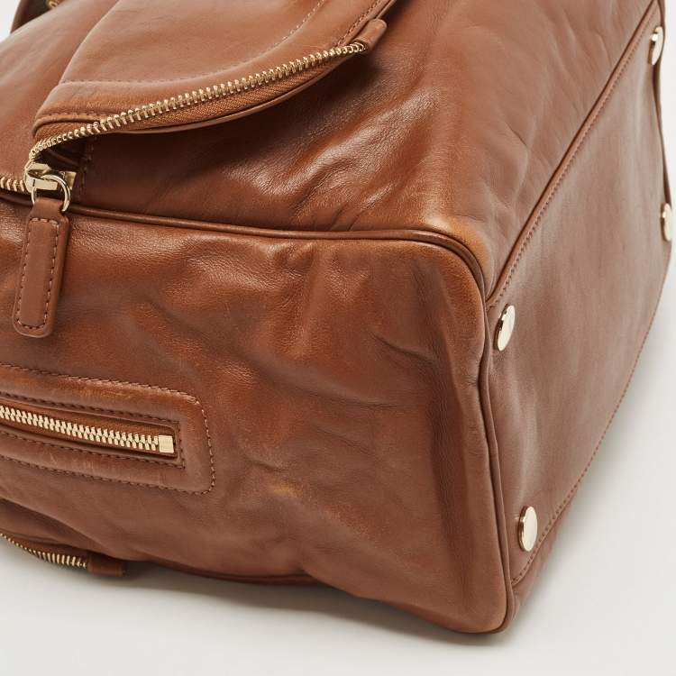 Pre Owned Jimmy Choo Brown Leather Justine Satchel